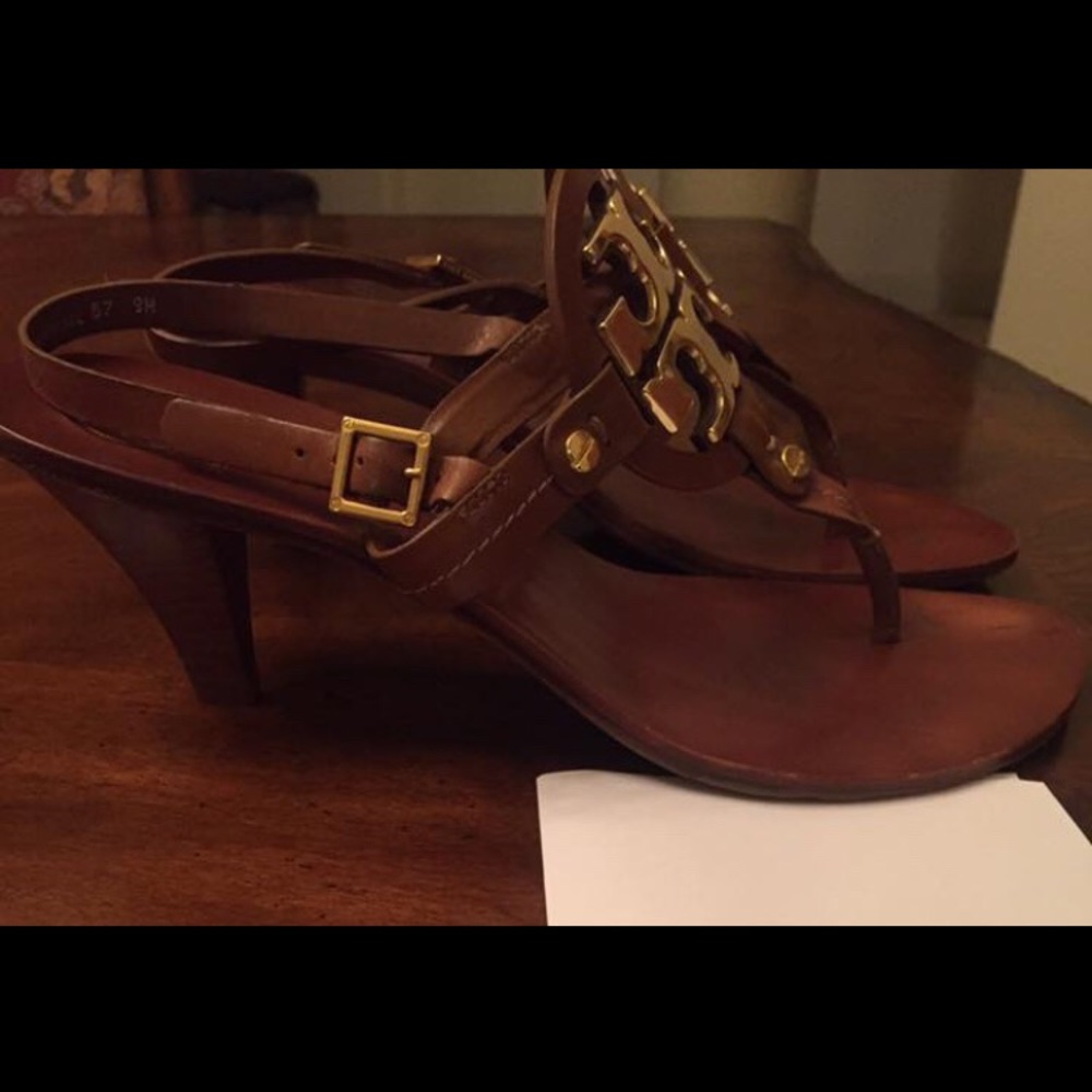 Tory Burch heeled sandals with Gold logo hardware